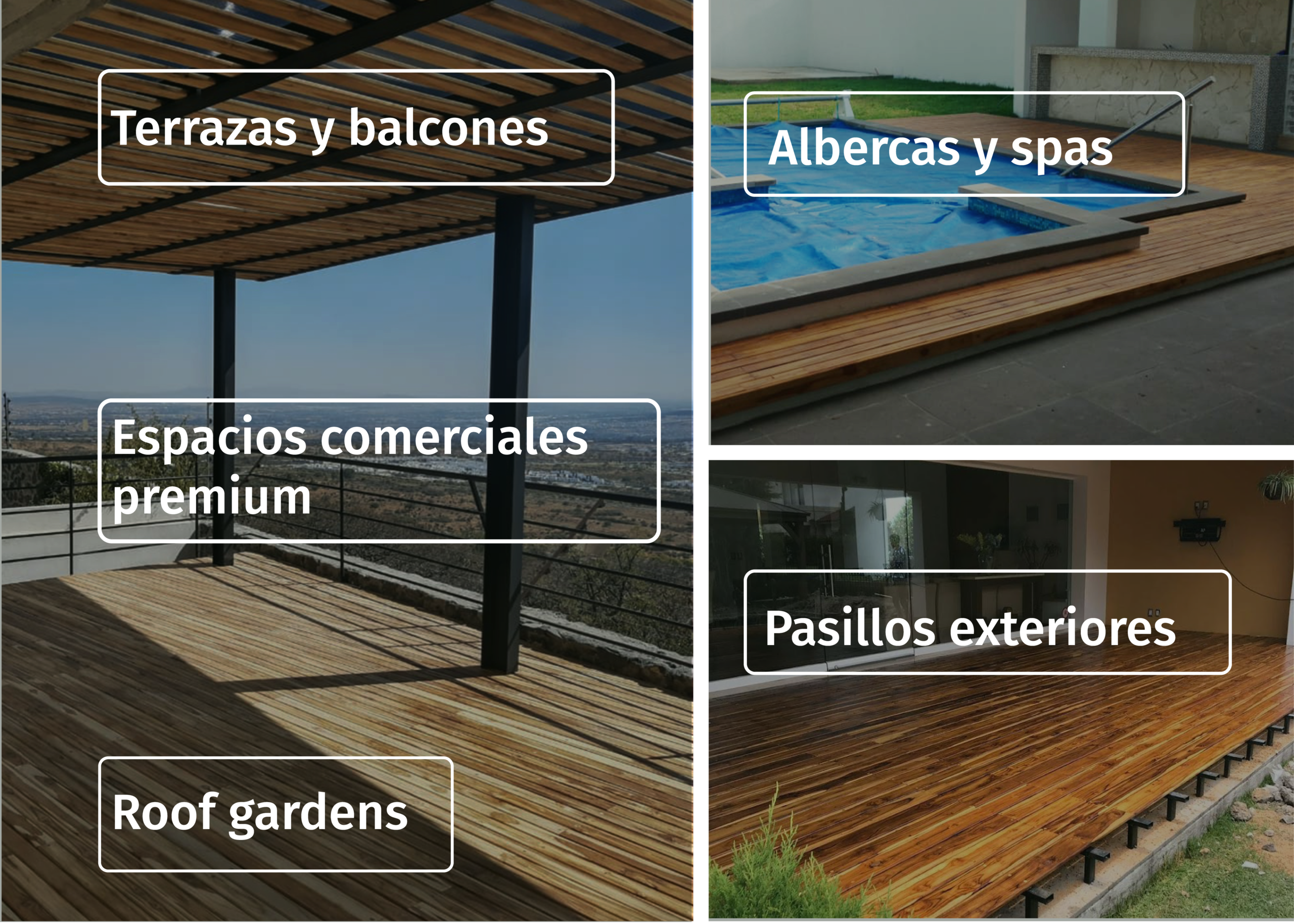 madera natural de teca para exteriores