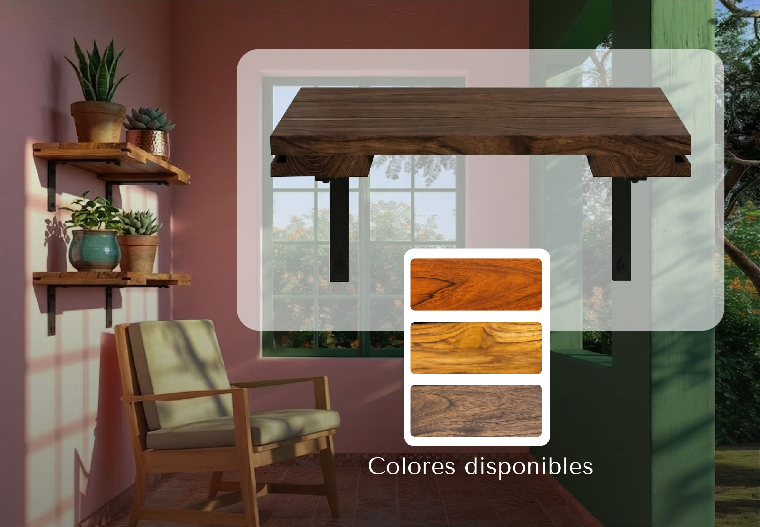 colores de repisa de madera