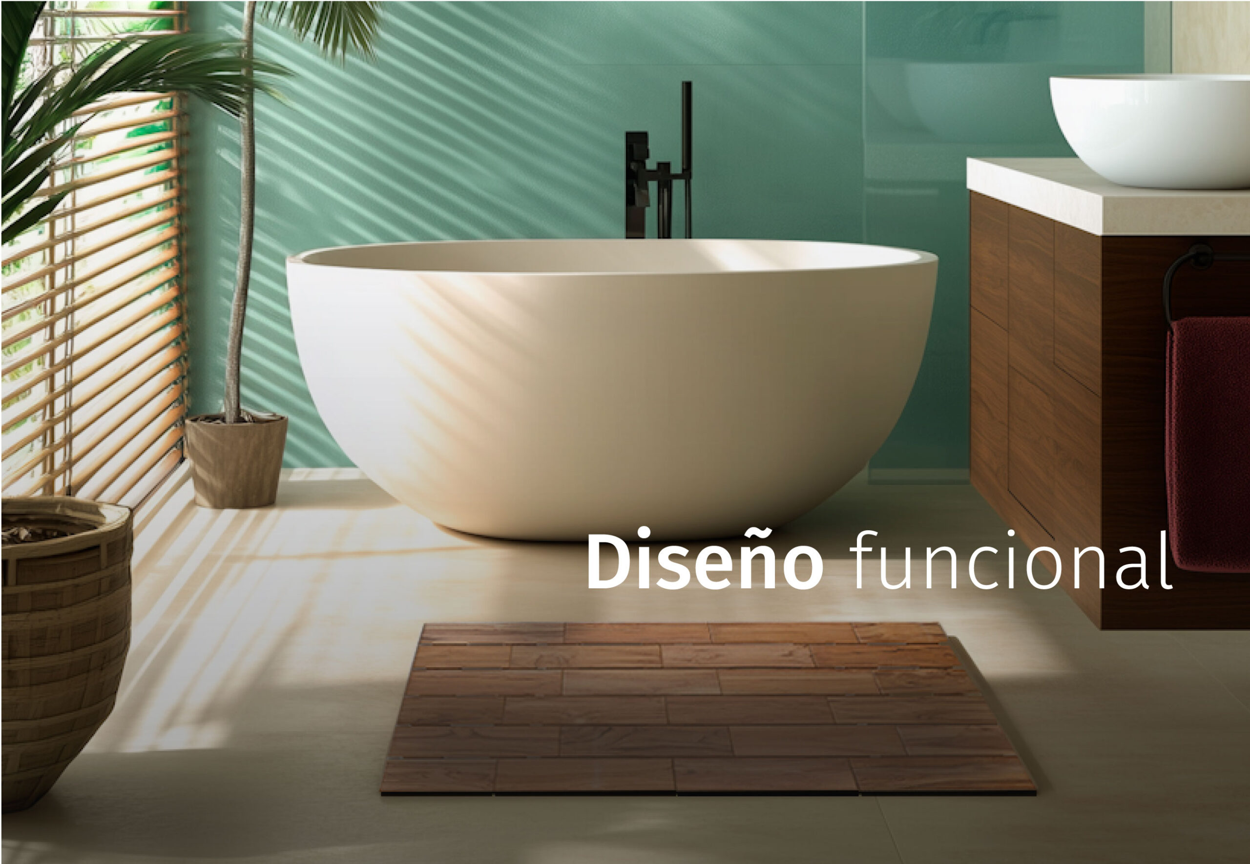 tapete de madera de teca en baño